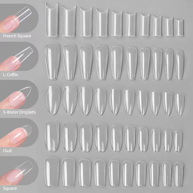 Press on Nail Art False Nails Fake Nails Coffin Gel Nails Extension System Full Cover Short Nail Soft Gel Tips Accessories Tool