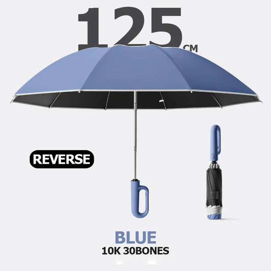 Large Umbrella for Rain Fully Automatic Folding Reverse Windproof Umbrella with Reflective Stripe UV Protection Luxury Men Women