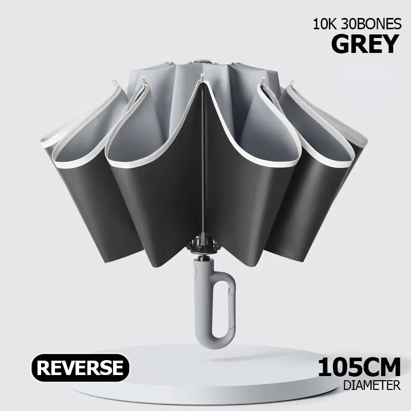 Large Umbrella for Rain Fully Automatic Folding Reverse Windproof Umbrella with Reflective Stripe UV Protection Luxury Men Women