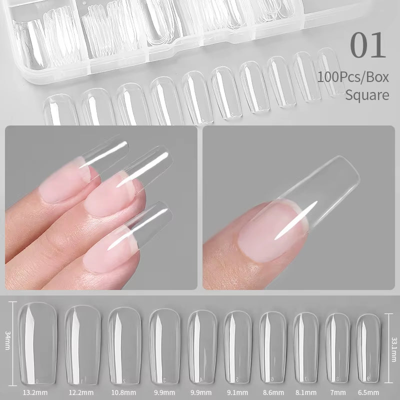 Press on Nail Art False Nails Fake Nails Coffin Gel Nails Extension System Full Cover Short Nail Soft Gel Tips Accessories Tool