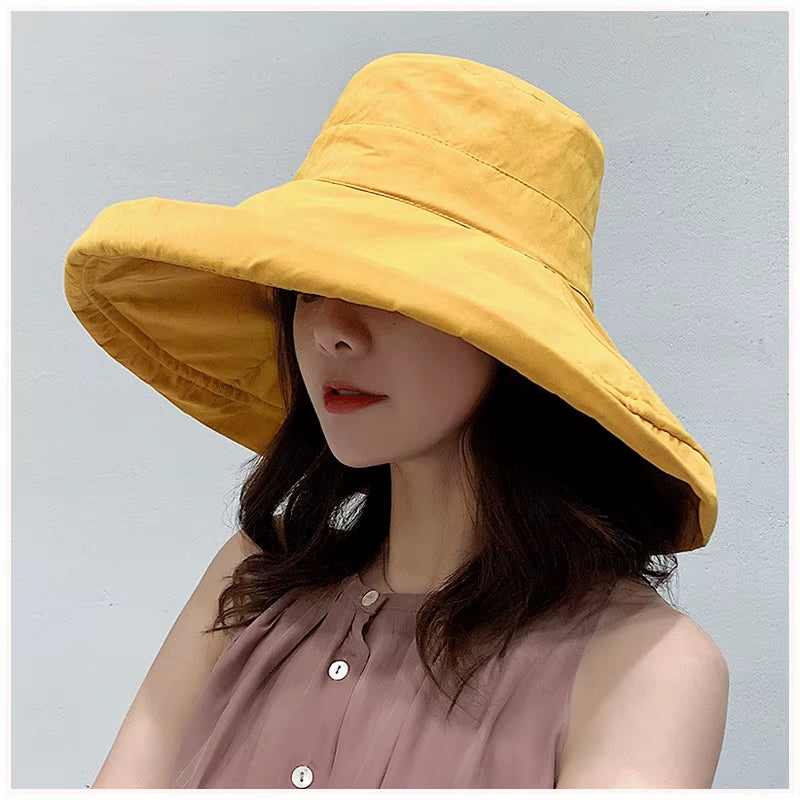 2024 Women'S Hat Bucket Hat Panamanian Women Four Seasons Fisherman Hat Big Brim Hat Double-Sided Fisherman Hat Sun Visor Cap