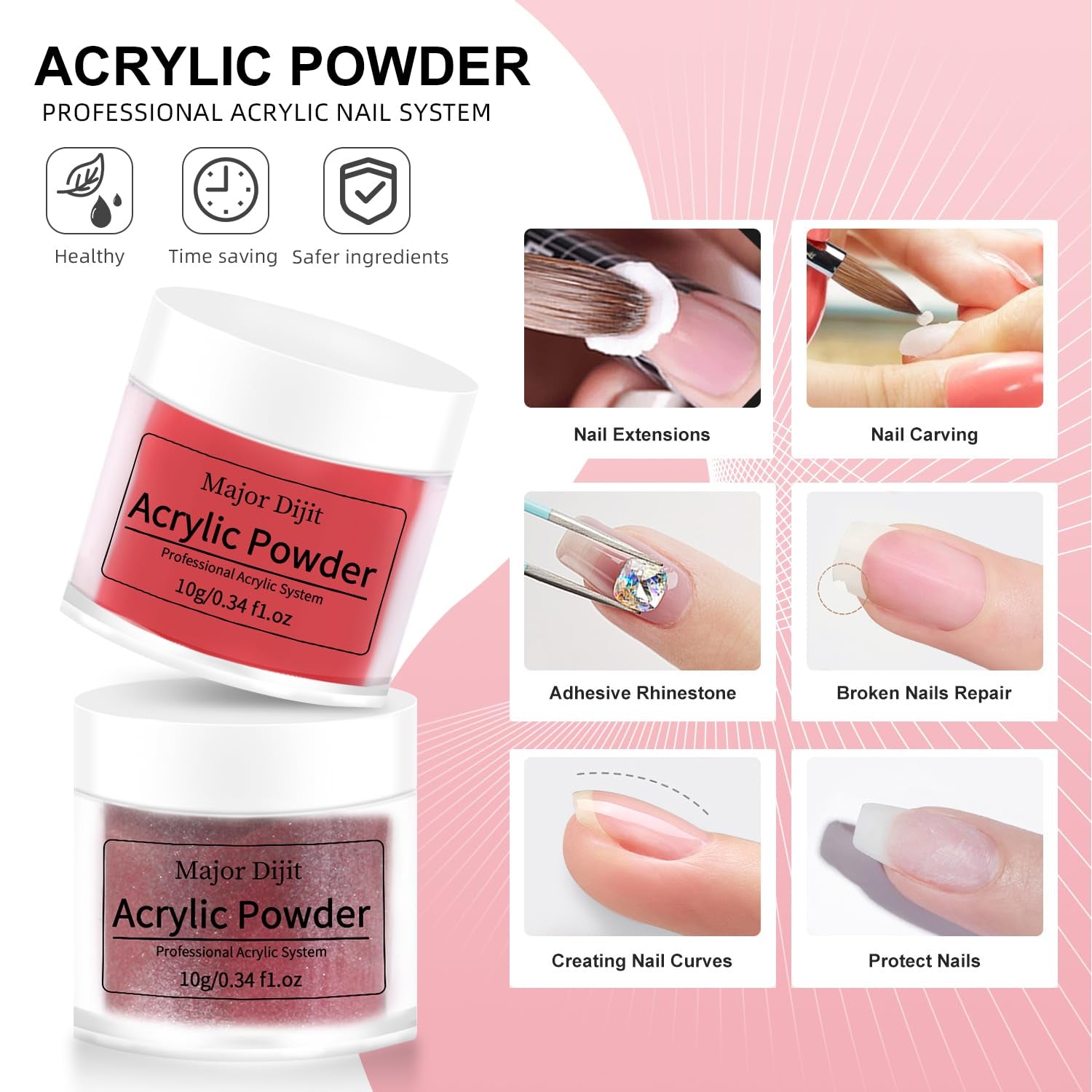 Acrylic Nail Kit with Nail Lamp, 12 Colors Acrylic Powder Acrylic Liquid Top Coat Base Coat Nail Primer and Electric Nail Drill for Gel Nail Kit, DIY Nail Art Tool Cpmplete Starter Kit