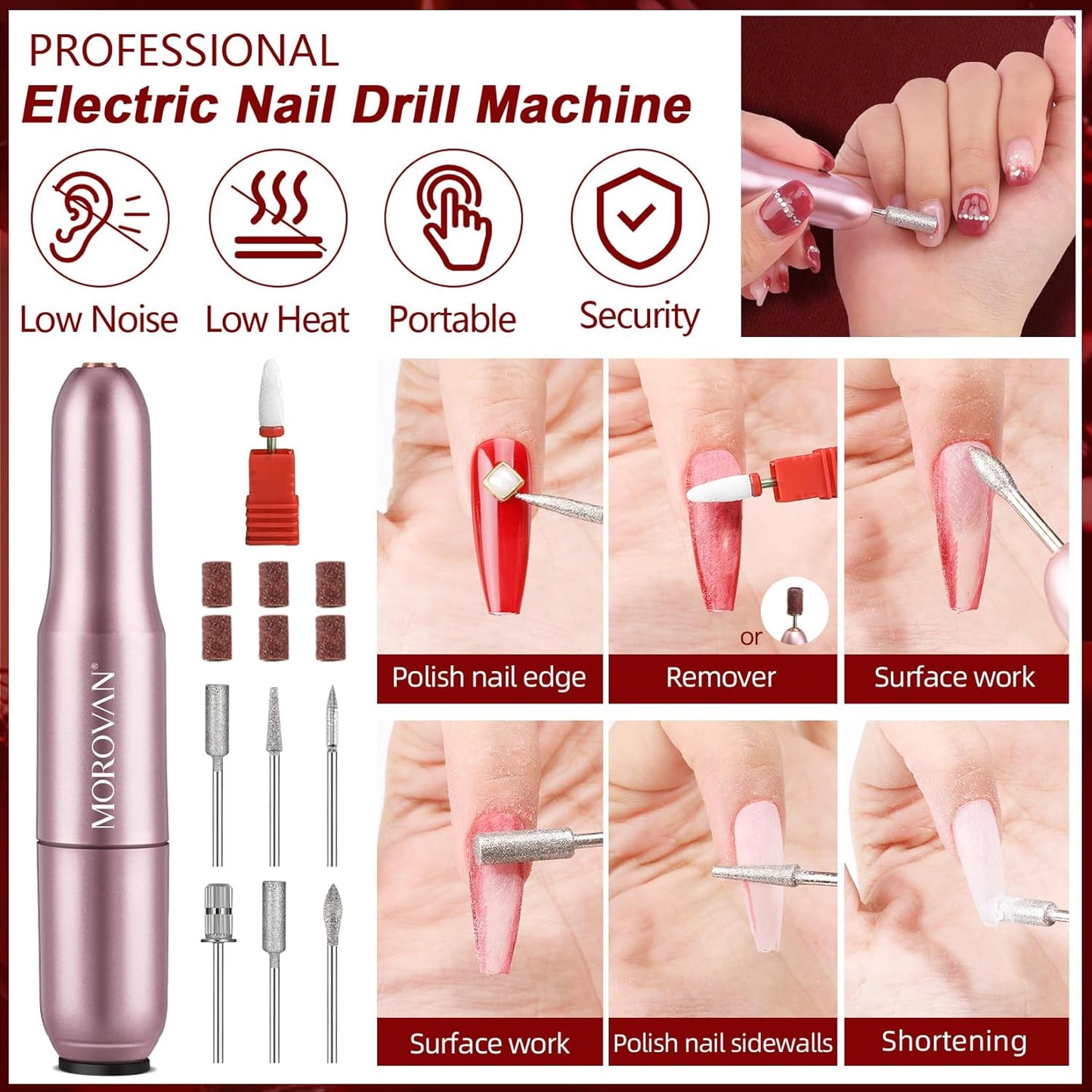 Dip Powder Nail Kit: Starter Kit 54Pcs Nails Dipping Powder Set 18 Colors with Electric Nail Drill