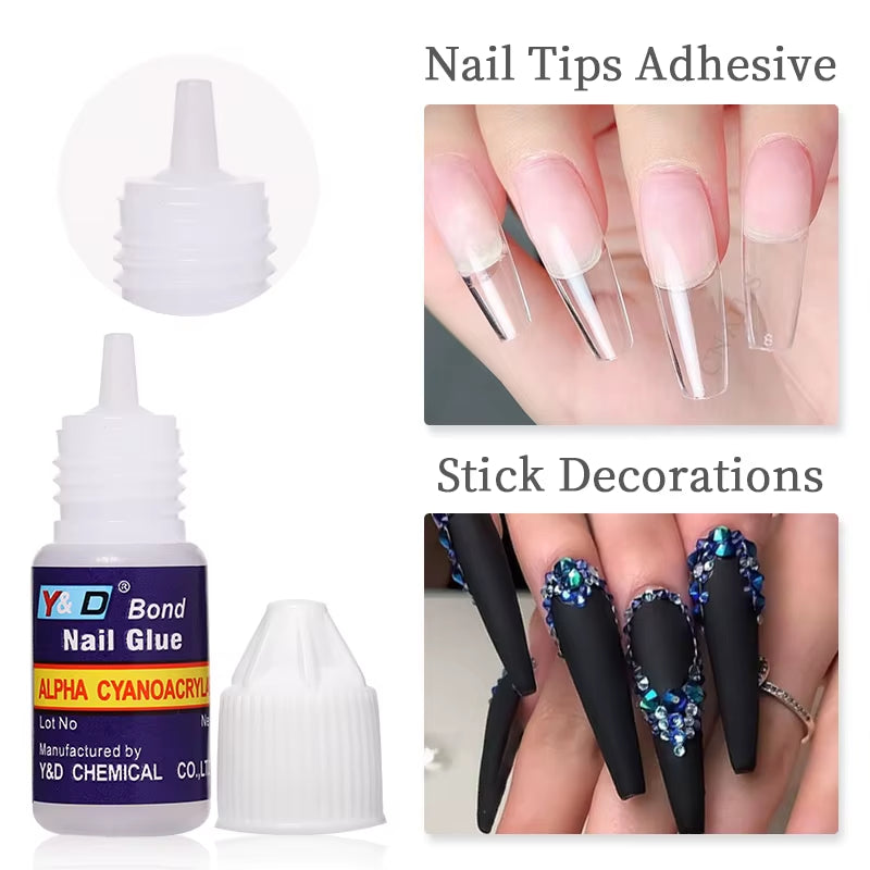 New Fast Drying Nail Glue for Acrylic False Nails 3D Rhinestone Decoration Professional Glue Extension Manicure Adhesive Tools