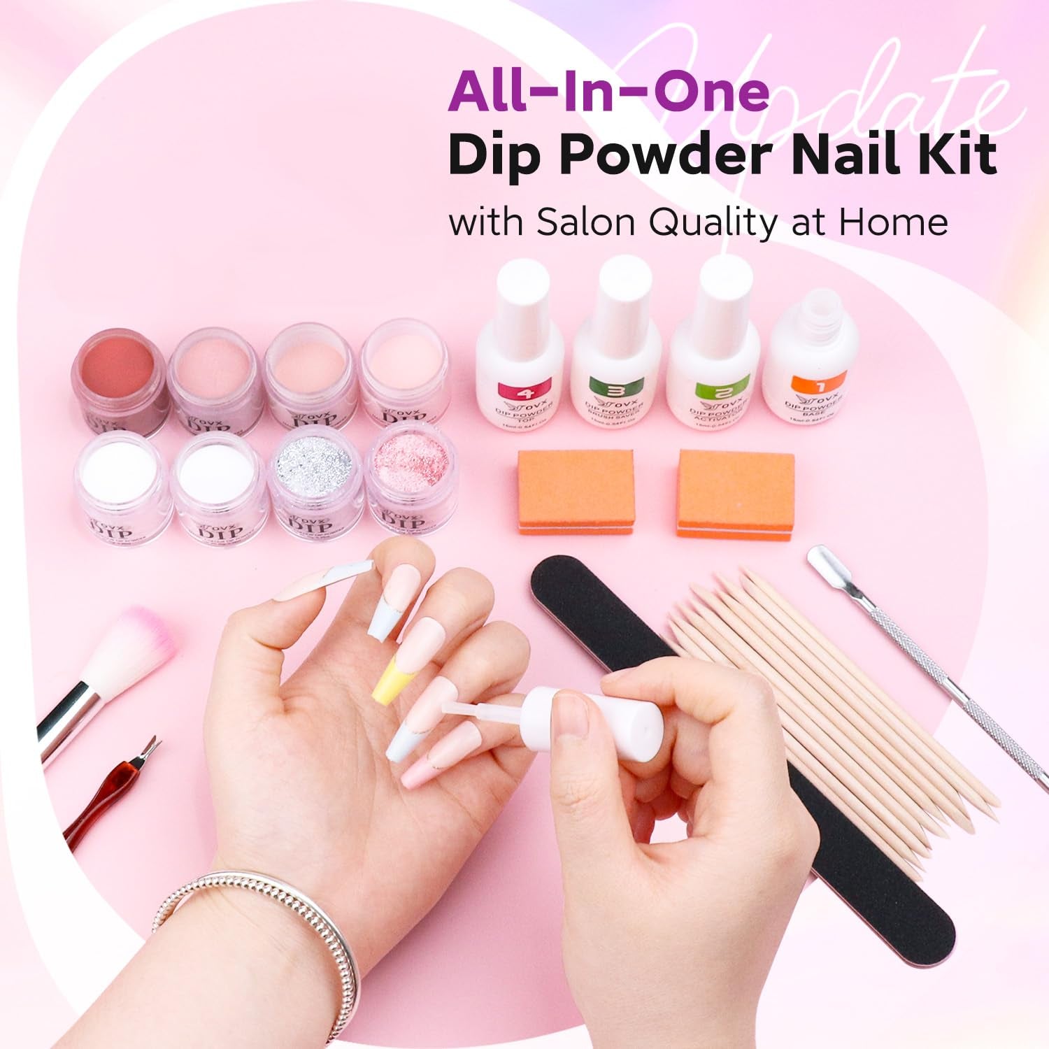 Dip Powder Nail Kit, 8 Colors Dip Nails Powder Starter Kit, Nail Dip Powder Kit for Beginners with Everything Nail Art Kit with Dipping Powder Liquid Set Recycling Tray for Manicure Home and Salon Use