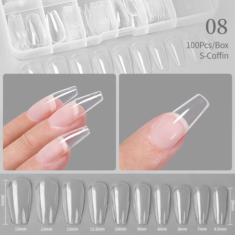 Press on Nail Art False Nails Fake Nails Coffin Gel Nails Extension System Full Cover Short Nail Soft Gel Tips Accessories Tool