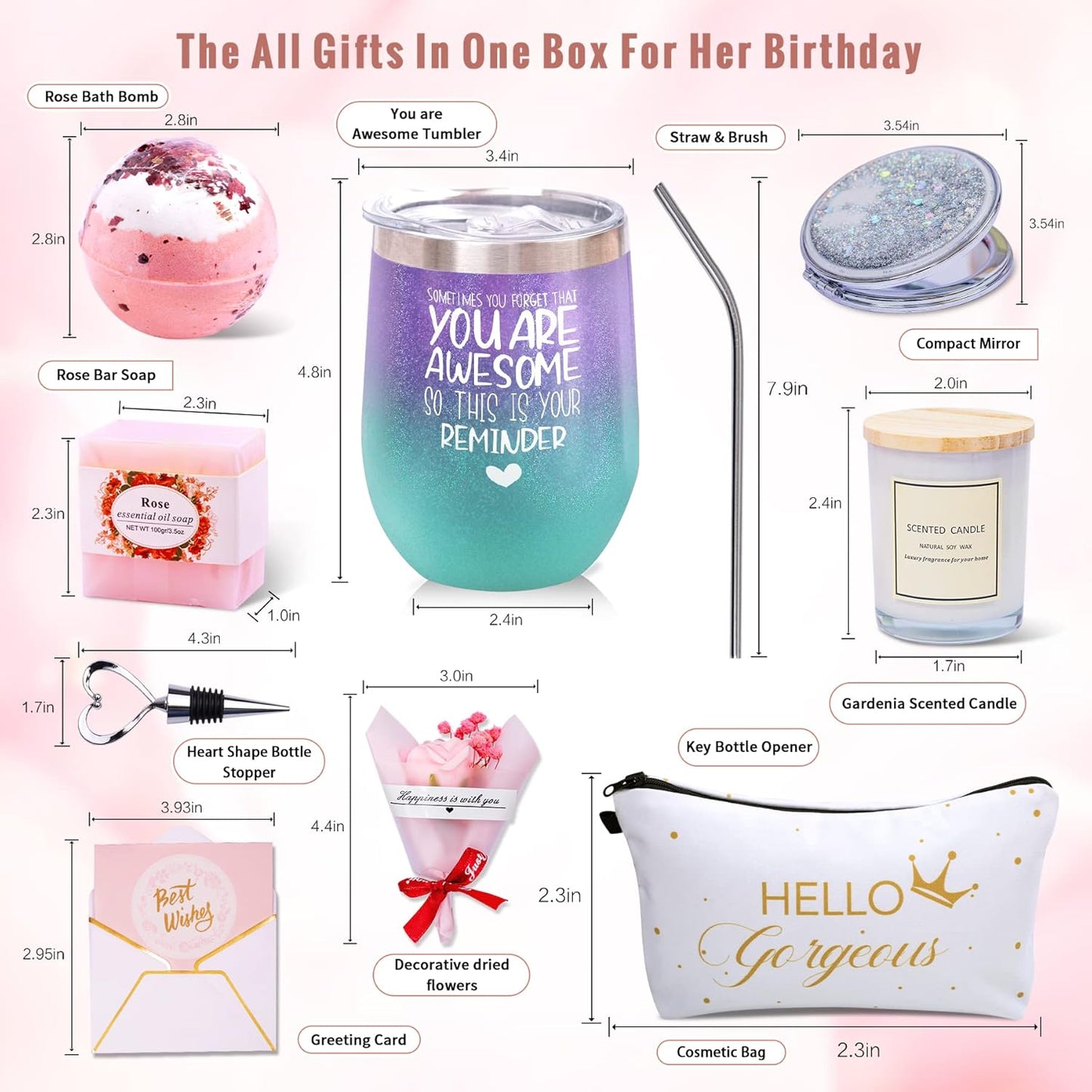 Birthday Gifts for Women, Mom Thank You Gifts Mothers Day Gifts Best Friends Gifts Get Well Soon Gifts Relaxing Birthday Spa Gifts You Are Awesome Wine Tumbler Inspirational Gifts,Coworker,Wife,Sister