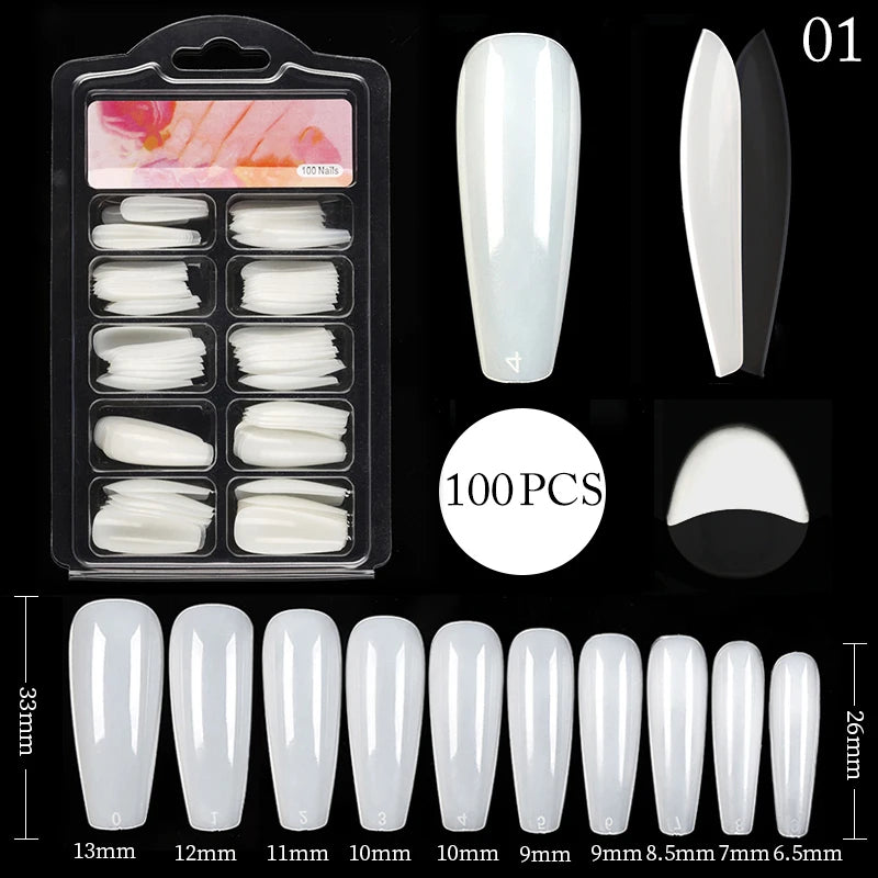 Press on Nail Art False Nails Fake Nails Coffin Gel Nails Extension System Full Cover Short Nail Soft Gel Tips Accessories Tool