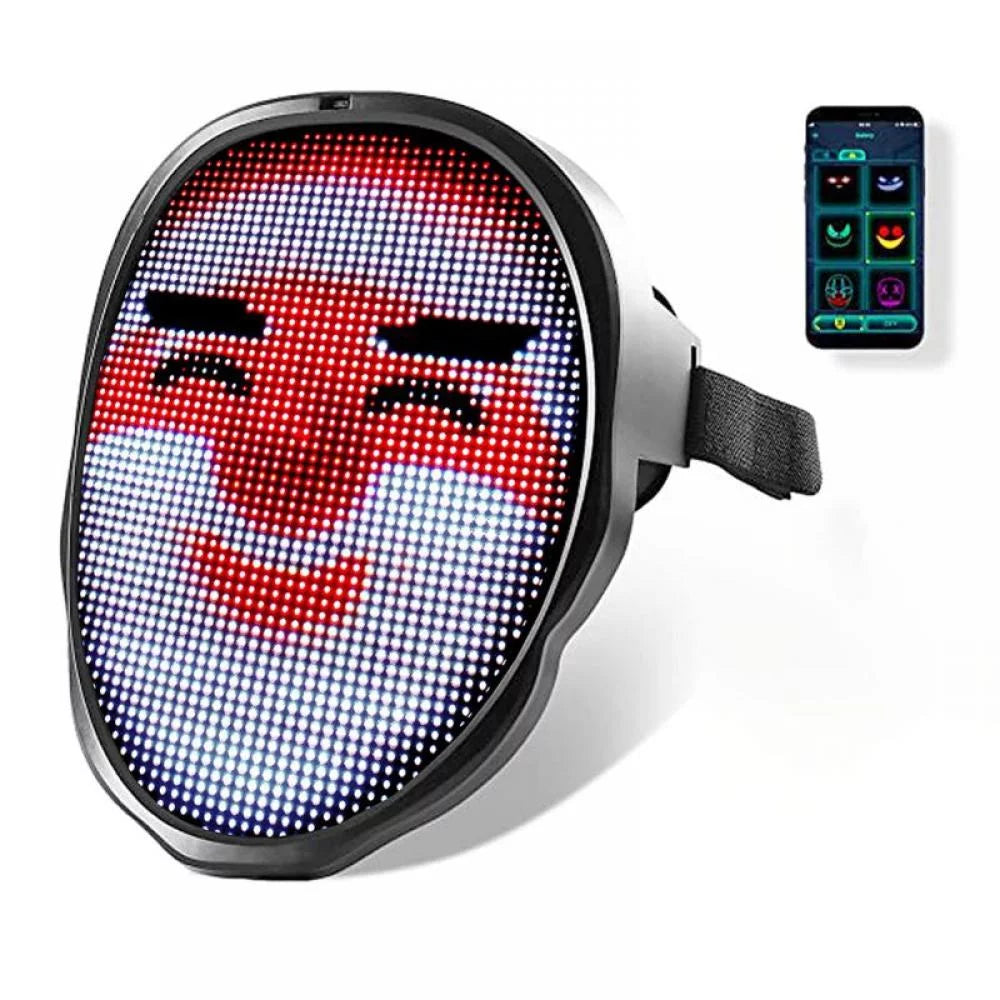 LED Halloween Mask, Costume for Adults, Bluetooth Face Mask, Cosplay Light Up, Digital Face Transforming, Glowy Zoey, Programmable, for Halloween, Parties and Christmas