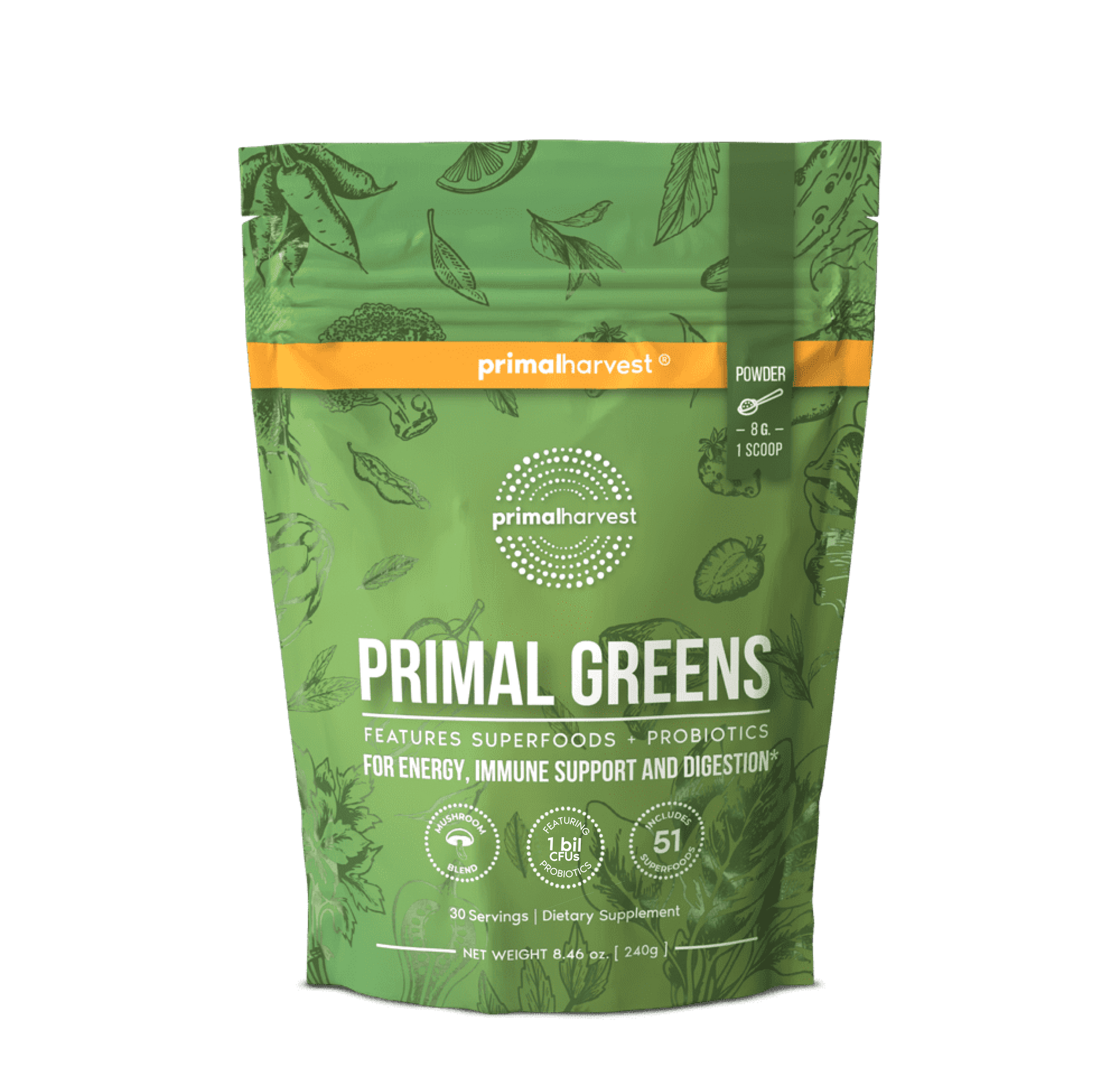 Greens Powder: 50+ Superfoods, Probiotics & Adaptogens for Energy, Detox & Immunity (30Ct)