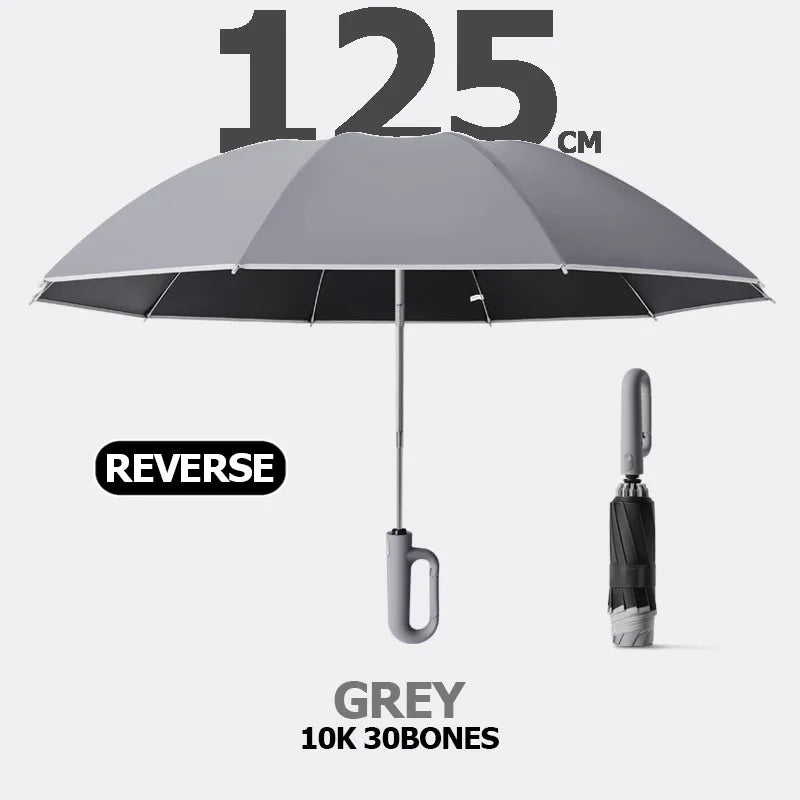 Large Umbrella for Rain Fully Automatic Folding Reverse Windproof Umbrella with Reflective Stripe UV Protection Luxury Men Women