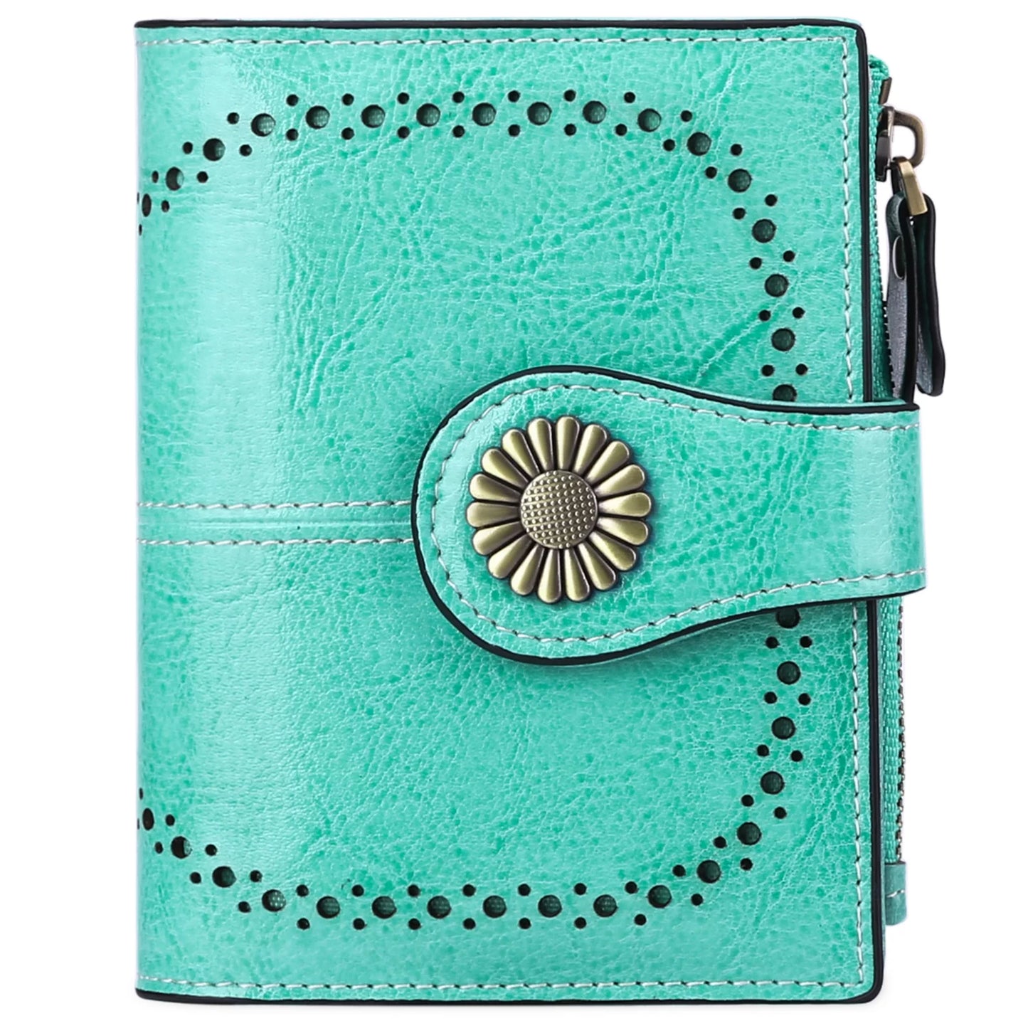 Small Women Wallet Genuine Leather Bifold Purse RFID Blocking Card Holder