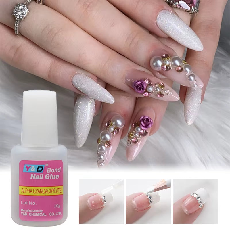 New Fast Drying Nail Glue for Acrylic False Nails 3D Rhinestone Decoration Professional Glue Extension Manicure Adhesive Tools