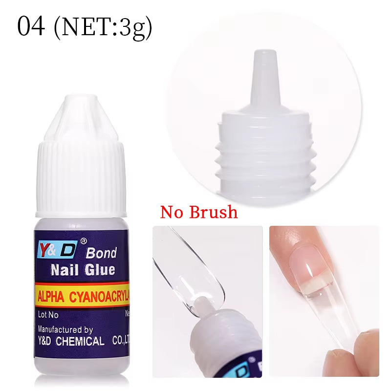 New Fast Drying Nail Glue for Acrylic False Nails 3D Rhinestone Decoration Professional Glue Extension Manicure Adhesive Tools