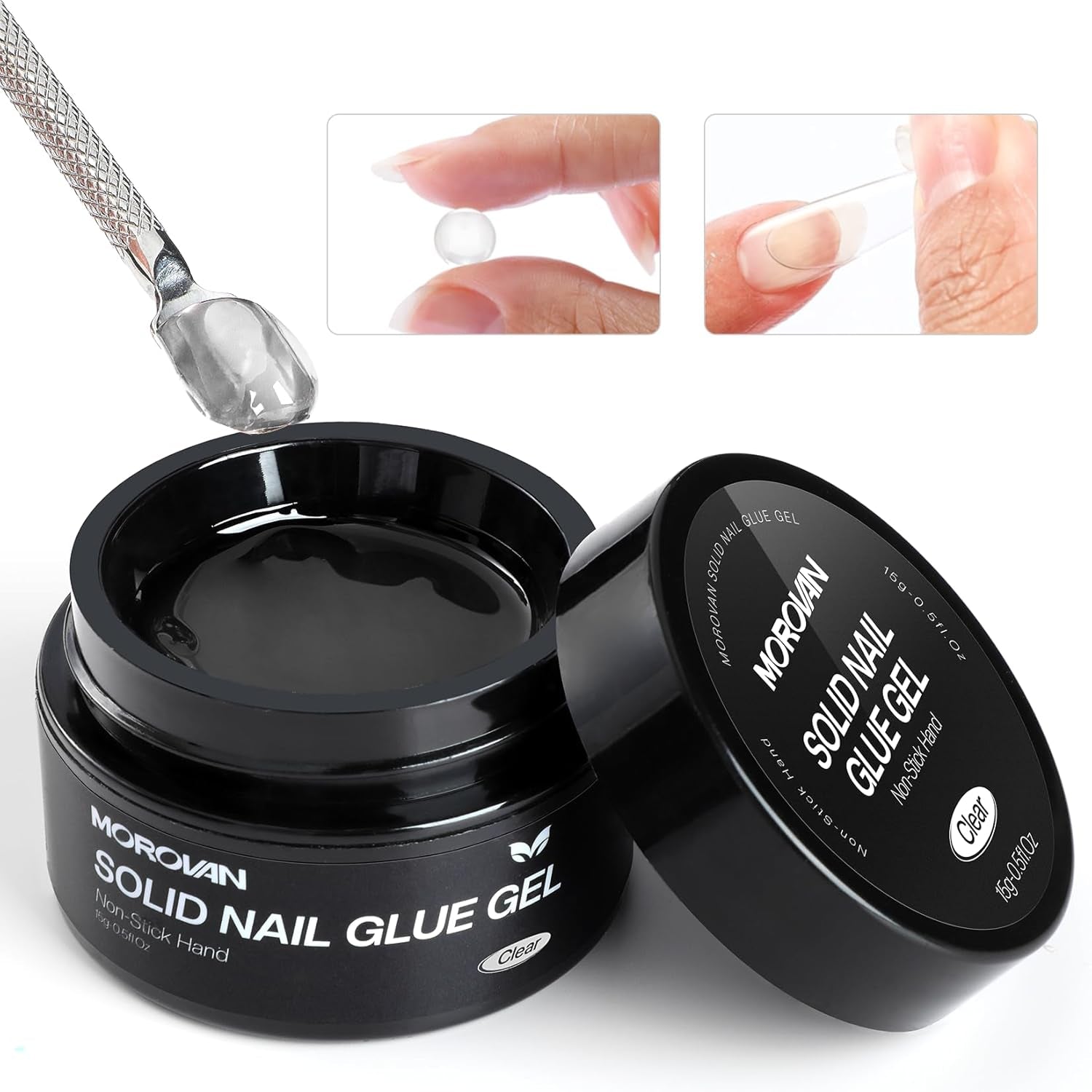 Solid Gel Nail Glue: 15G Solid Nail Glue Gel for Press Ons Clear Gel Strong U V Nail Glue for Acrylic Nails Tip Nail Extension Gel Nail Charm Glue - Need U V Light Cured