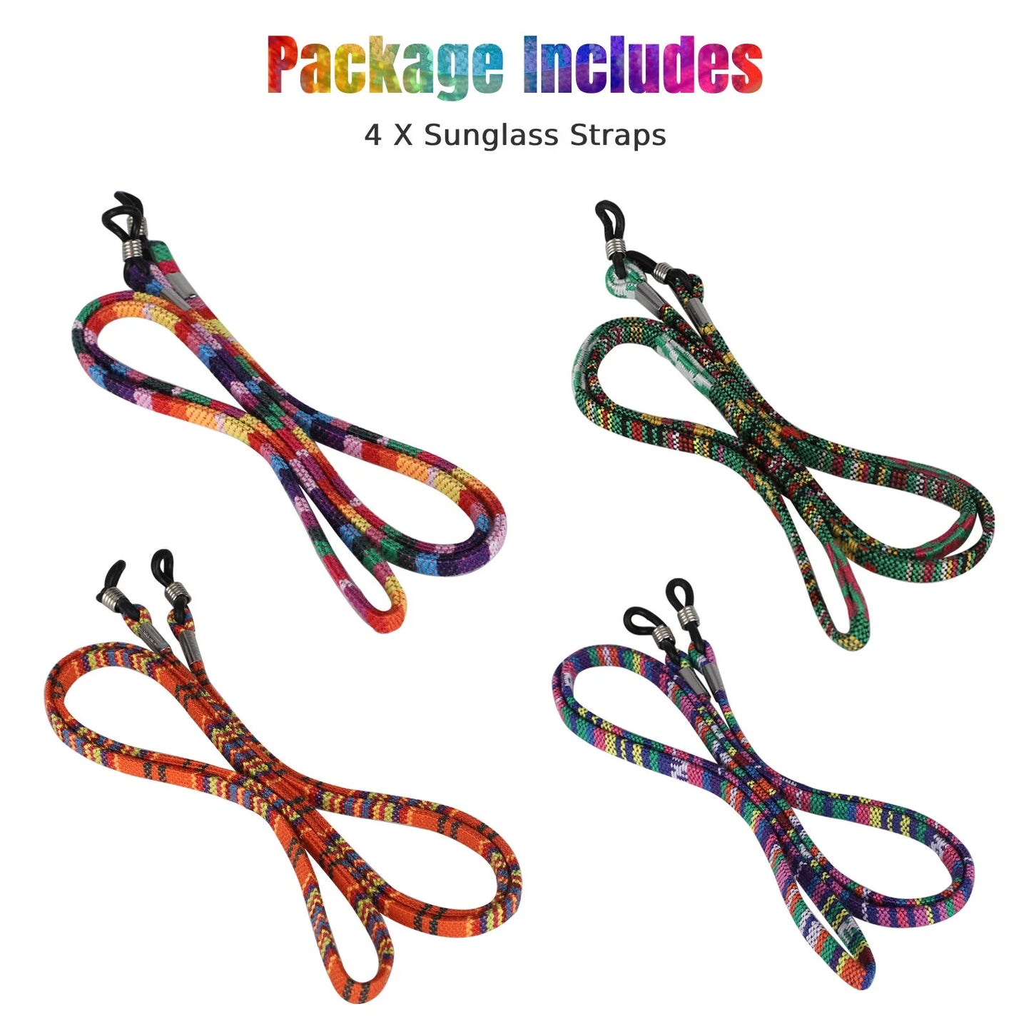 4Pcs Eyeglass Straps,  Adjustable Sunglass Holder Chain, Cotton Unisex Glasses Sports Lanyard