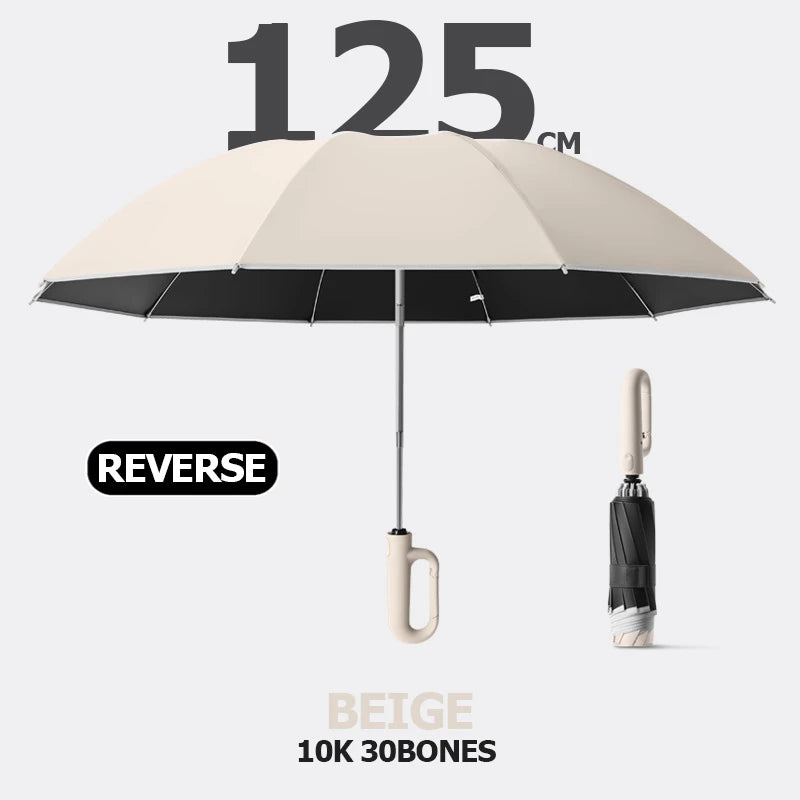 Large Umbrella for Rain Fully Automatic Folding Reverse Windproof Umbrella with Reflective Stripe UV Protection Luxury Men Women