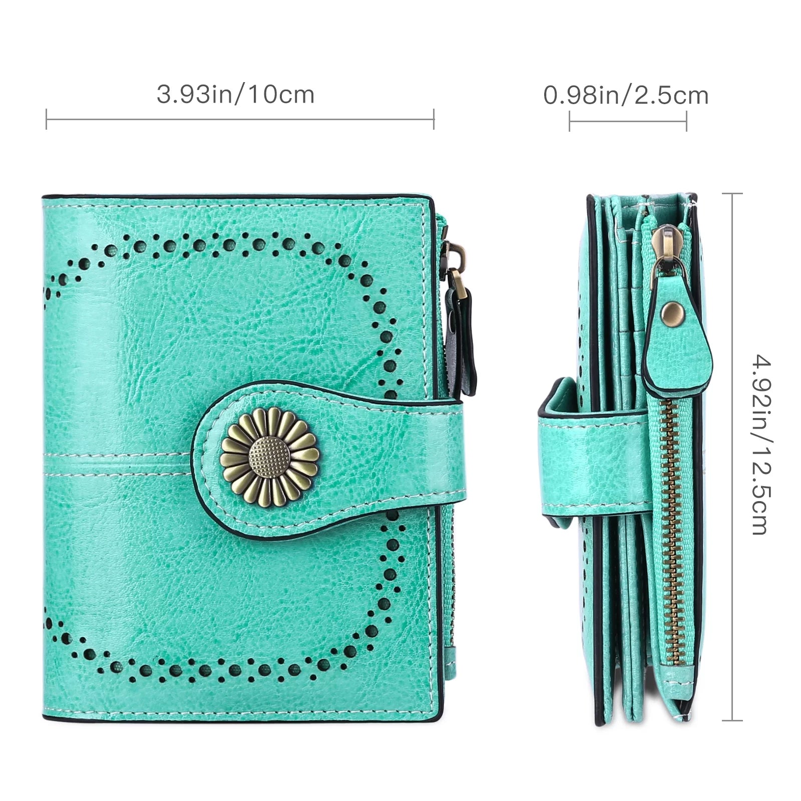 Small Women Wallet Genuine Leather Bifold Purse RFID Blocking Card Holder